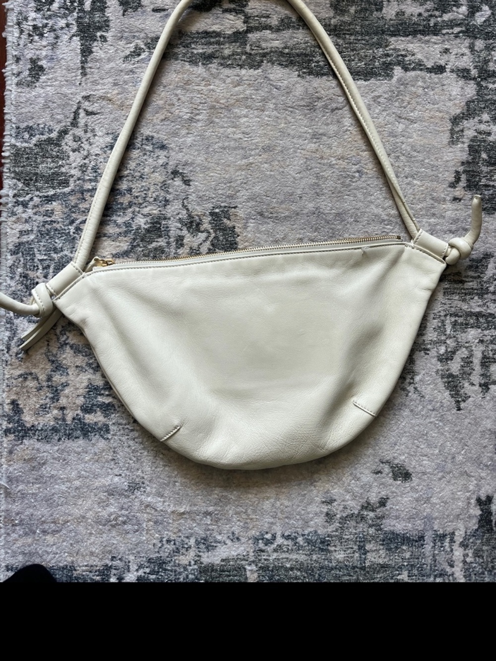 Freda Salvador Cream Half-Moon Leather Shoulder Bag - Picture 2 of 8